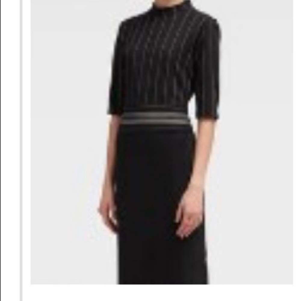 DKNY Striped Mock Neck Dress